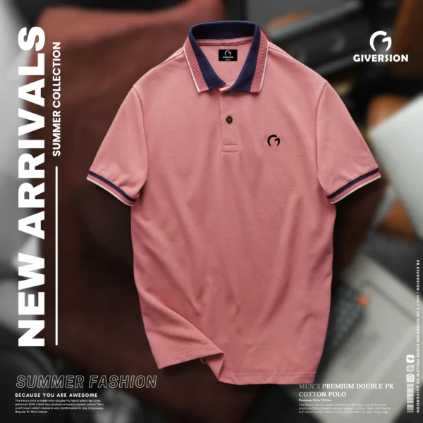 Buy Men's Premium Jacquard Polo Baby Pink | Giversion