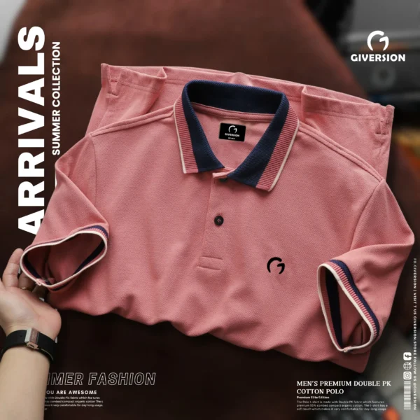 Buy Men's Premium Jacquard Polo Baby Pink | Giversion - Image 3