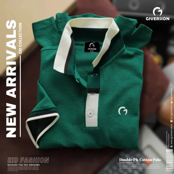 Premium Double PK Cotton Polo - Green | Giversion - Image 3