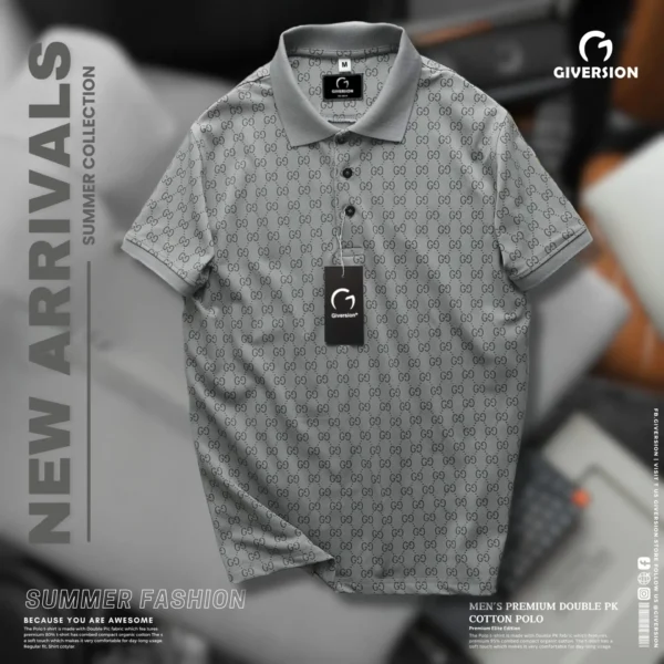 Buy Allover Print Polo T-shirts - Ash | Giversion