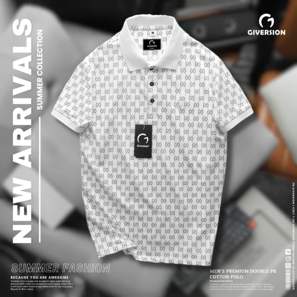 Buy Allover Print Polo T-shirts - White | Giversion