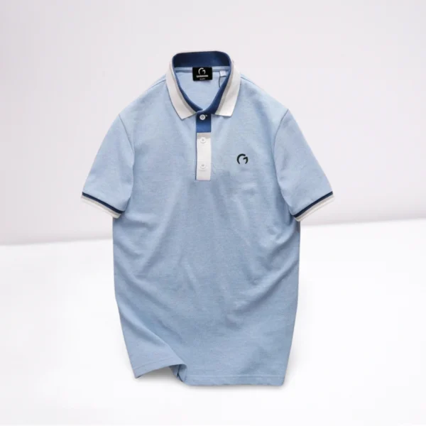 Premium Double PK Cotton Polo - Sky | Giversion - Image 2